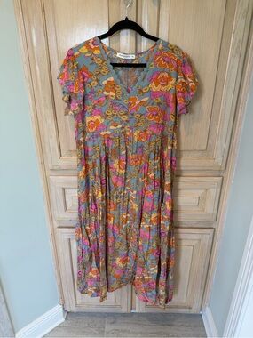 Rusty Dusty Floral Flutter Sleeve Maxi Dress 1X